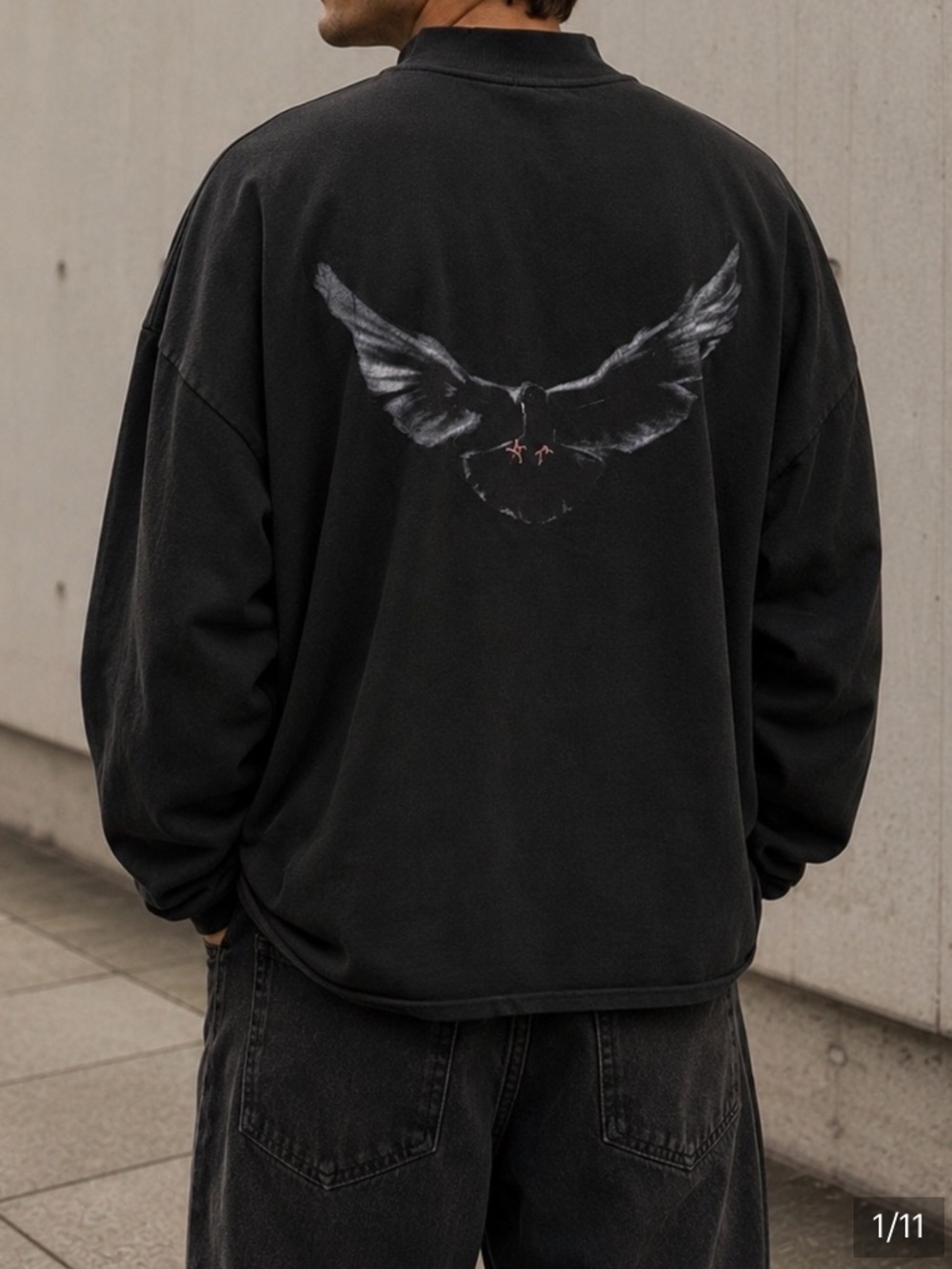 NWOT Yeezy YZY BALENCIAGA GAP Dove Black Long-Sleeve Men's Shirt Graphic XXL